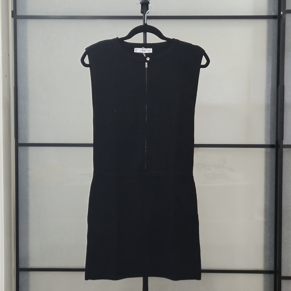 Mango Black Sleeveless Mini Dress Size M Chic Fitted Party Dress NWT